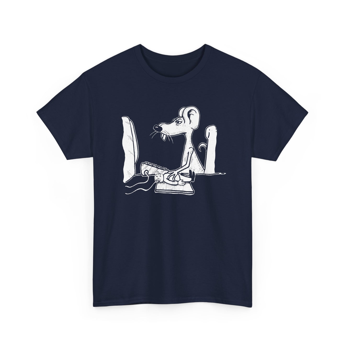 vintage 1990s mouse using man pad on a computer reproduction tshirt