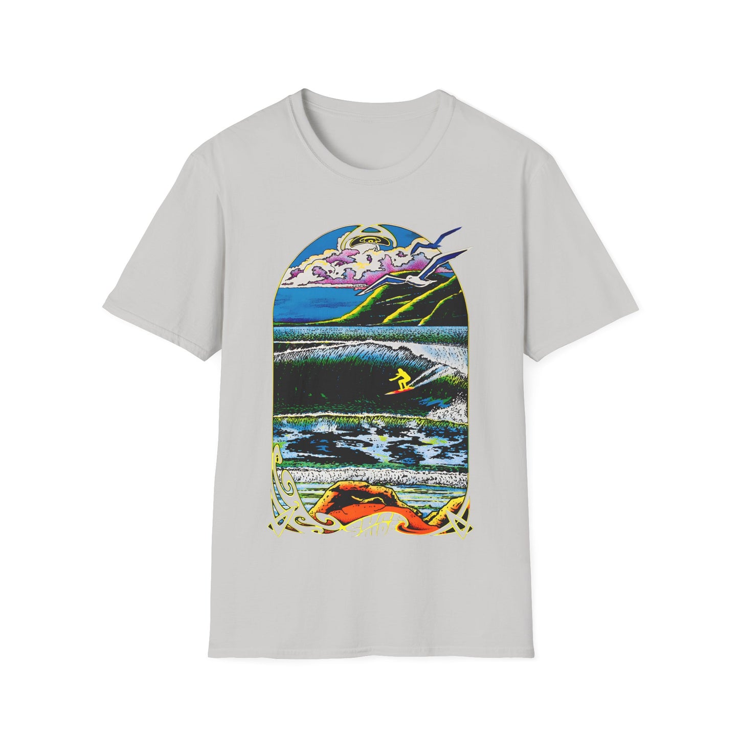 1976 surf rider psychedelic black light poster tshirt