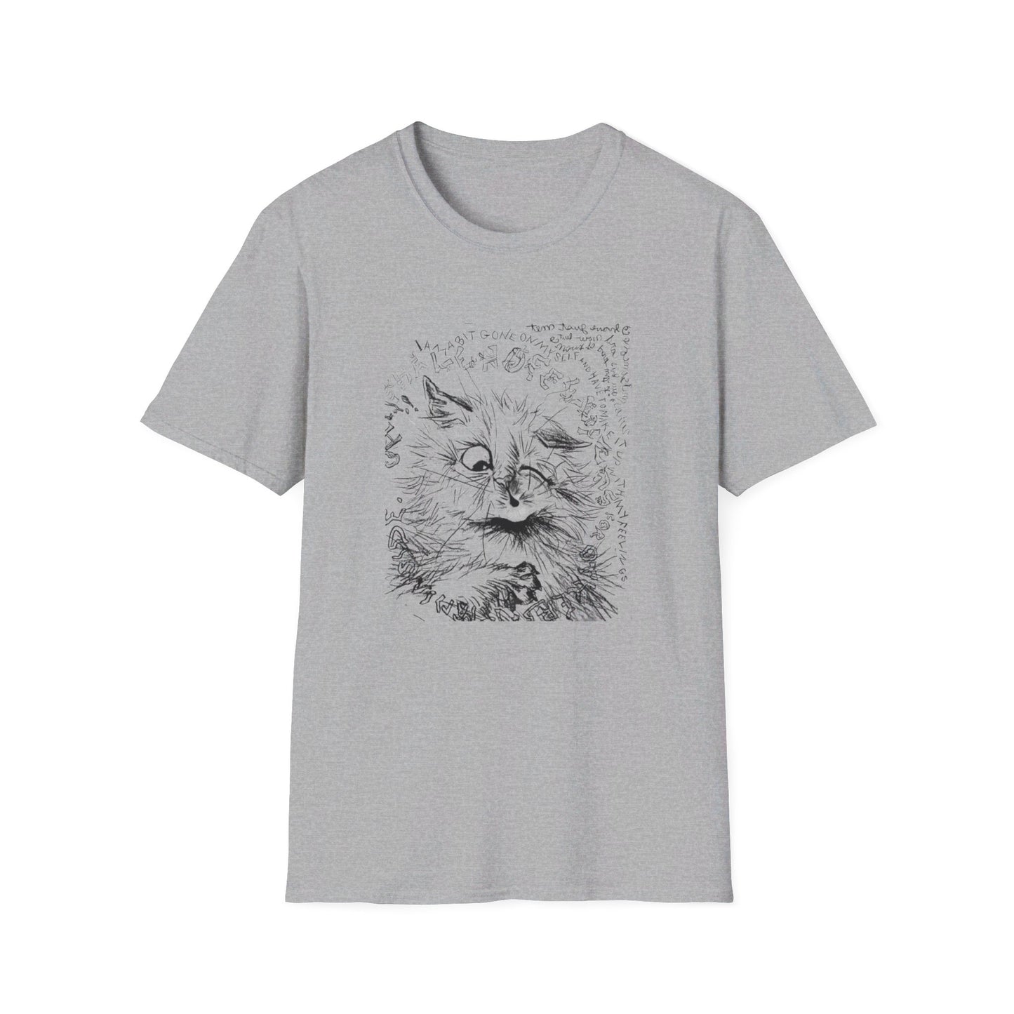 louis wain cat sketch "i am a bit gone on myself and have to make it up with my feelings" reproduction tshirt