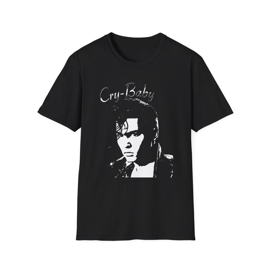 cry baby 1990 wade walker (johnny depp) movie poster stencil tshirt