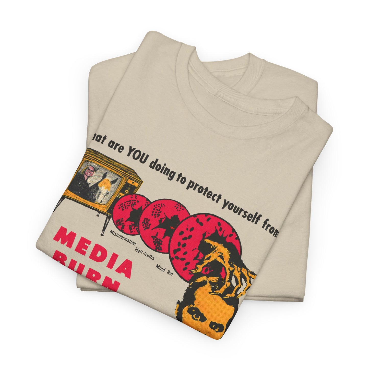 media burn the nation's leading mental crippler 1960s comix graphic tshirt
