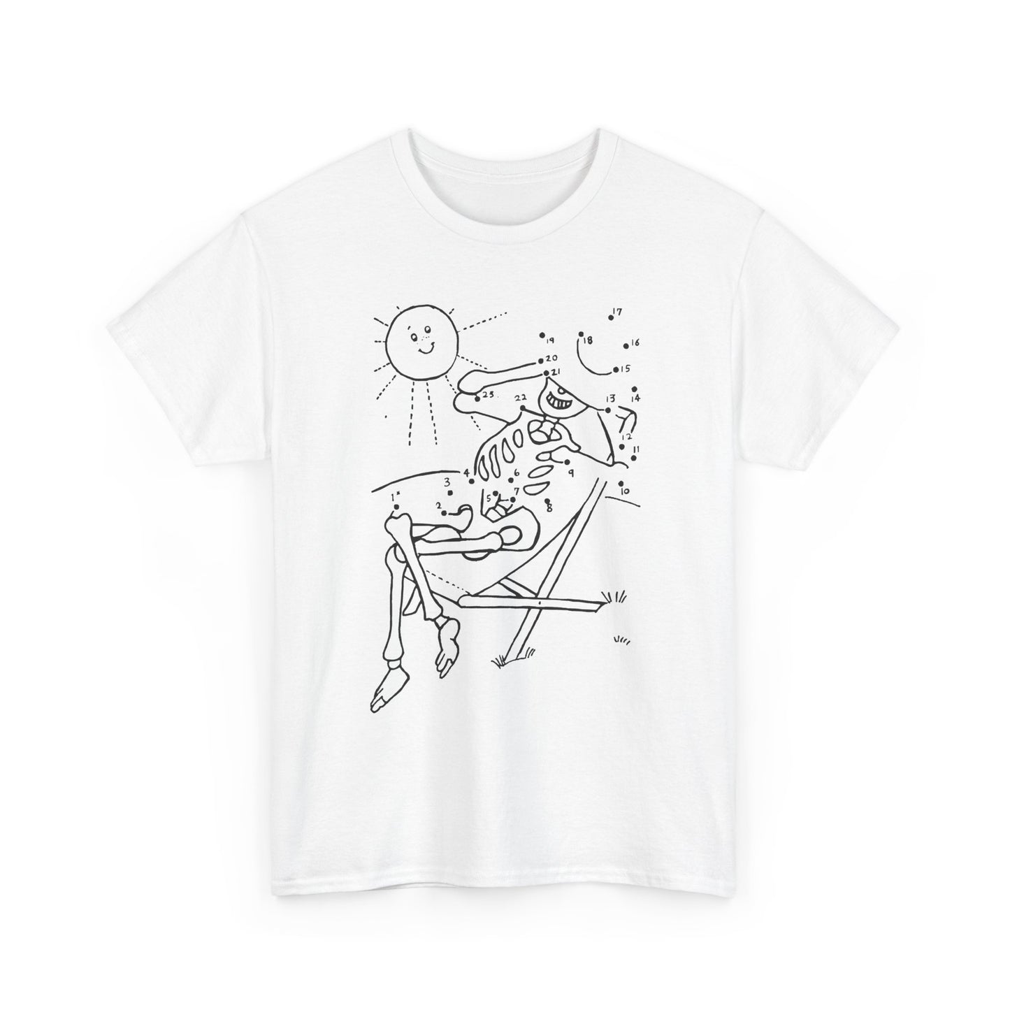 connect the dots skeleton sun tanning tshirt