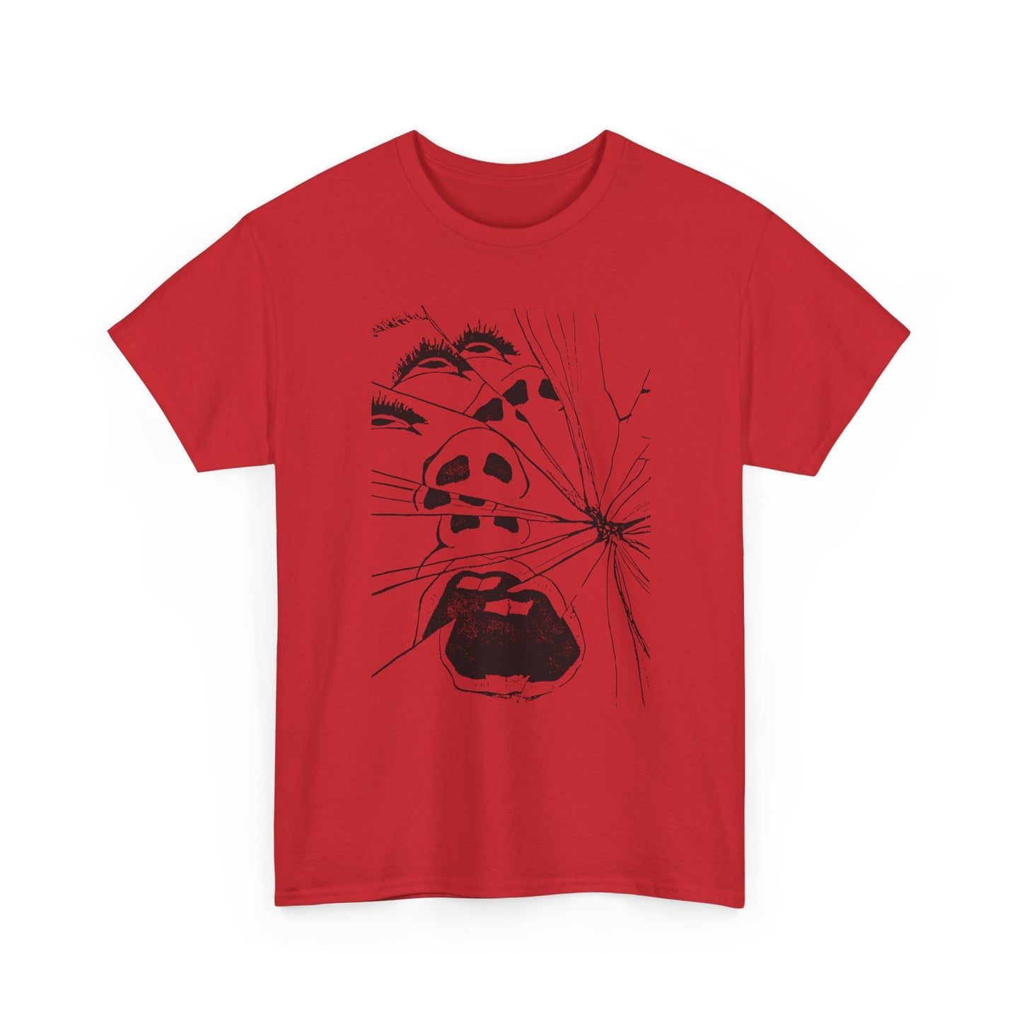woman screaming through broken glass illustration custom edit tshirt