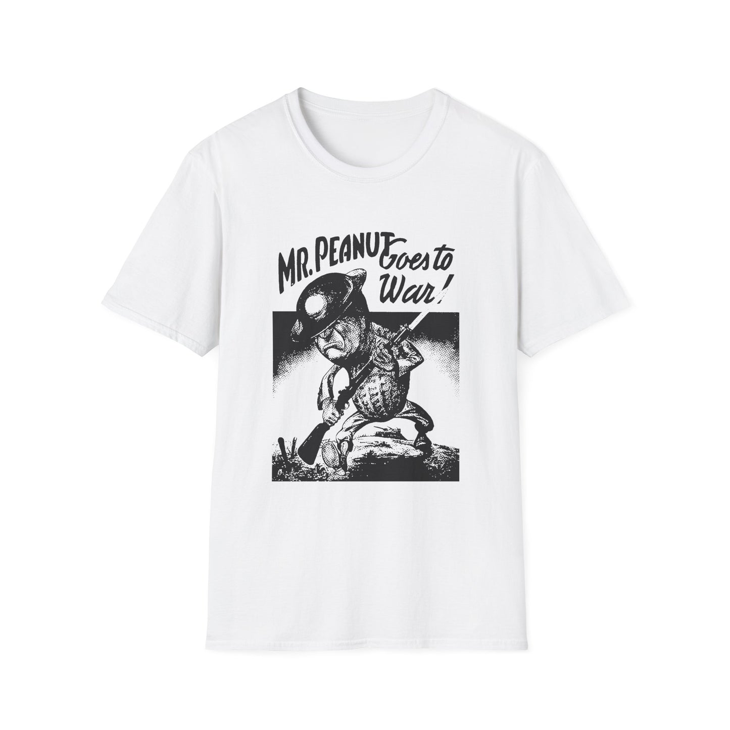 mr. peanut goes to war! vintage world war propaganda poster reproduction tshirt