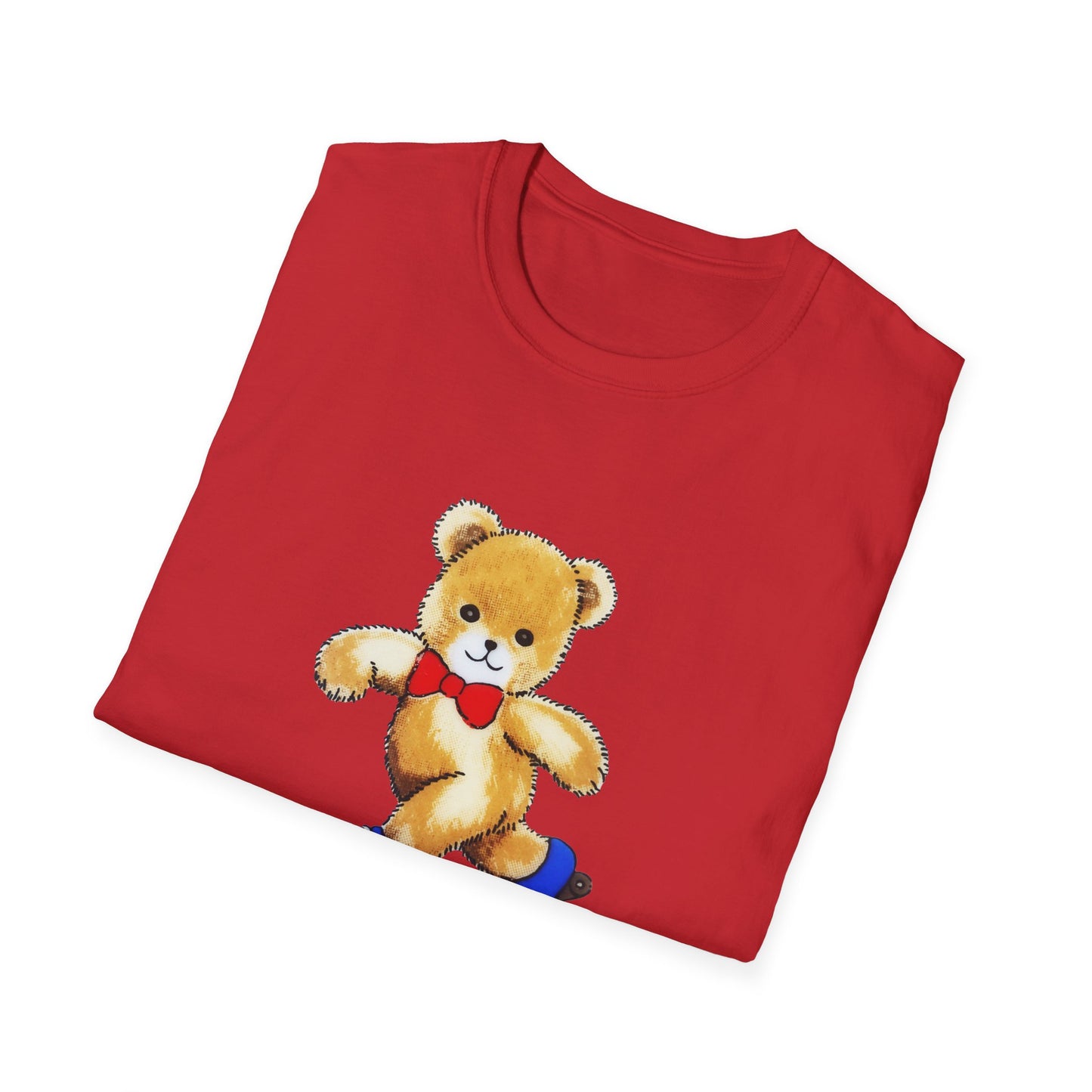 roller skating cute vintage teddy bear illustration reproduction tshirt
