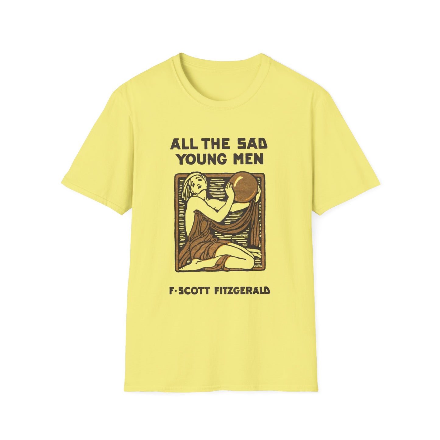 1926 f. scott fitzgerald book cover by cleo damianakes for "all the sad young men" tshirt