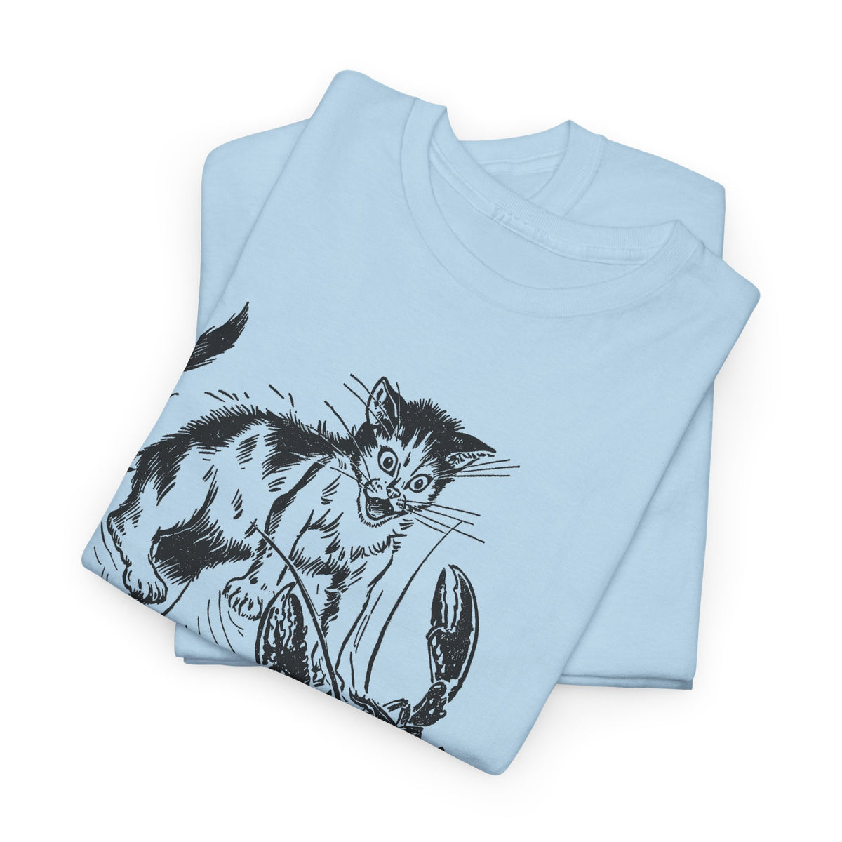mid twentieth century children's book illustration cat and lobster tshirt