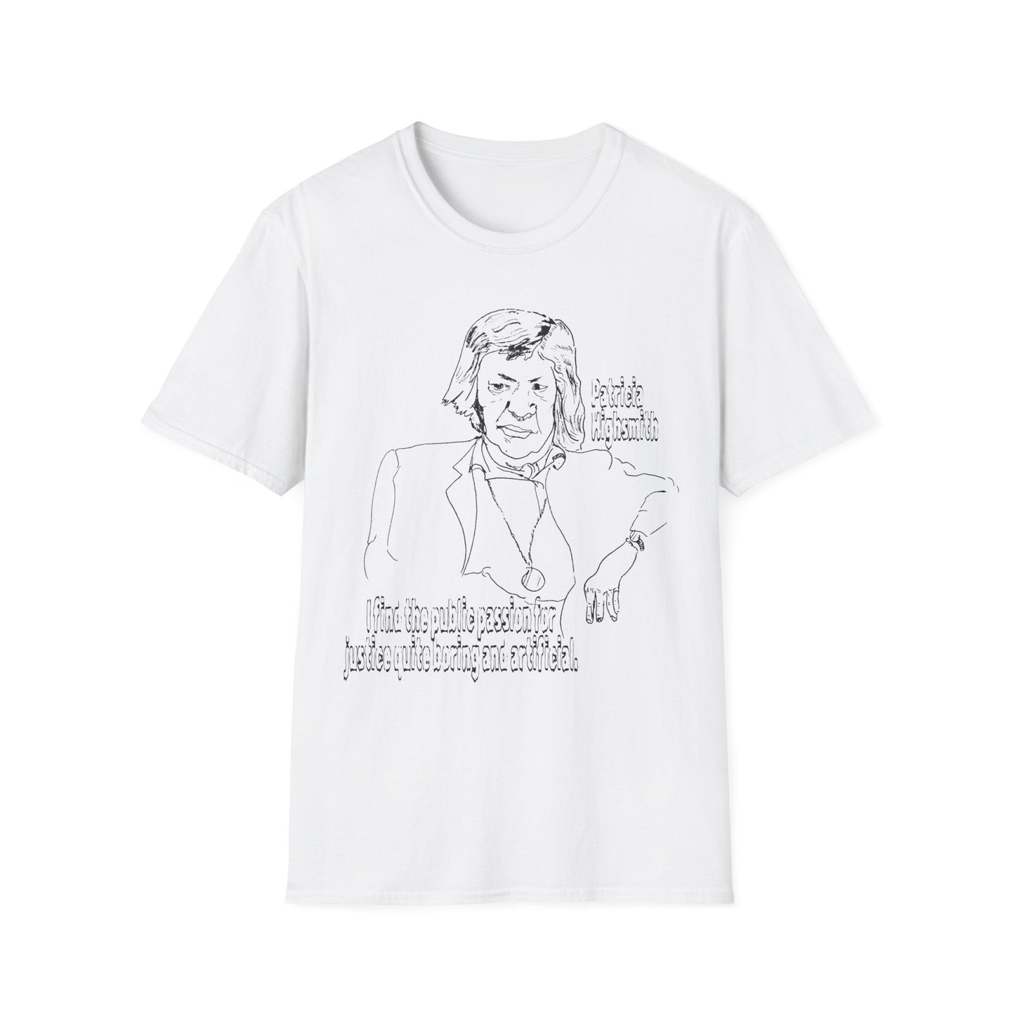 original drawing of patricia highsmith "I find the public passion for justice quite boring and artificial."