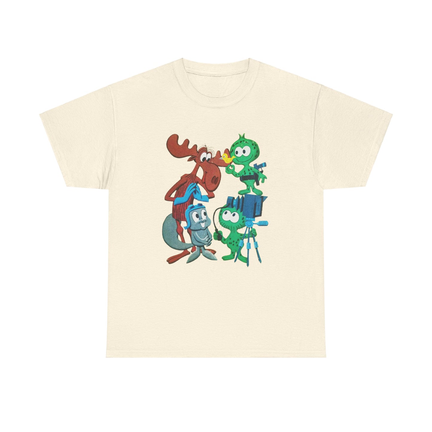 the rocky and bullwinkle show with gidney and cloyd reproduction tshirt