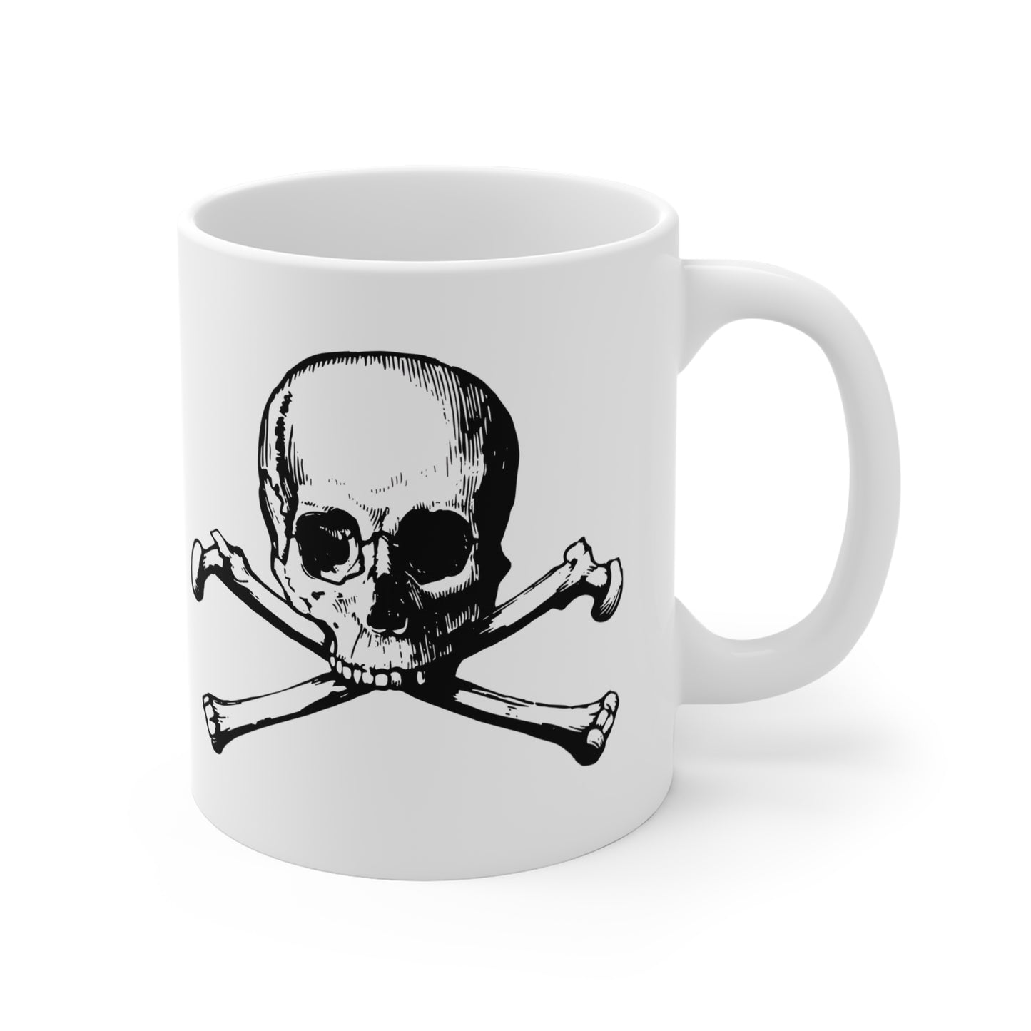 vintage inspired tongue in cheek skull and bones drug mug