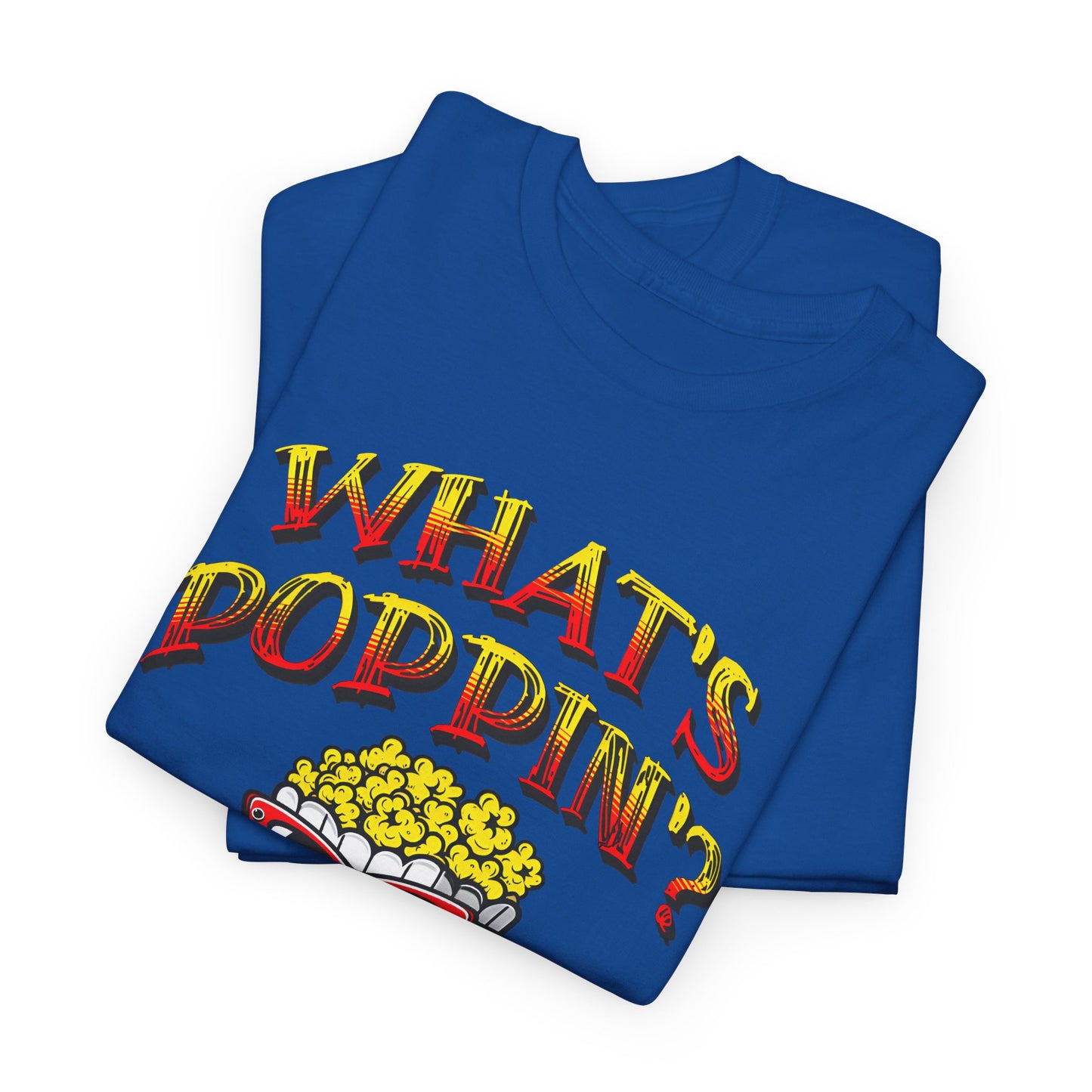 what's poppin' cool popcorn bag guy tshirt