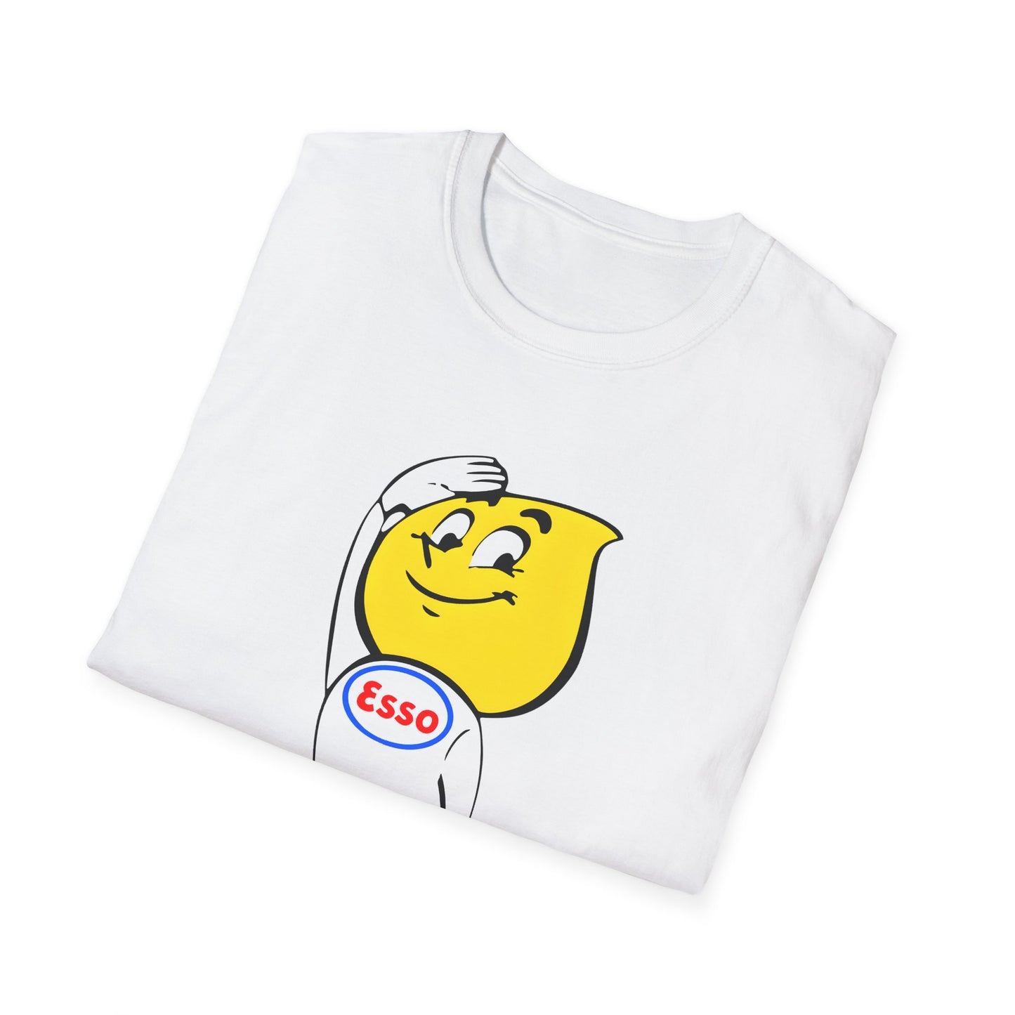 vintage esso gas station happy the esso oil drop man logo tshirt