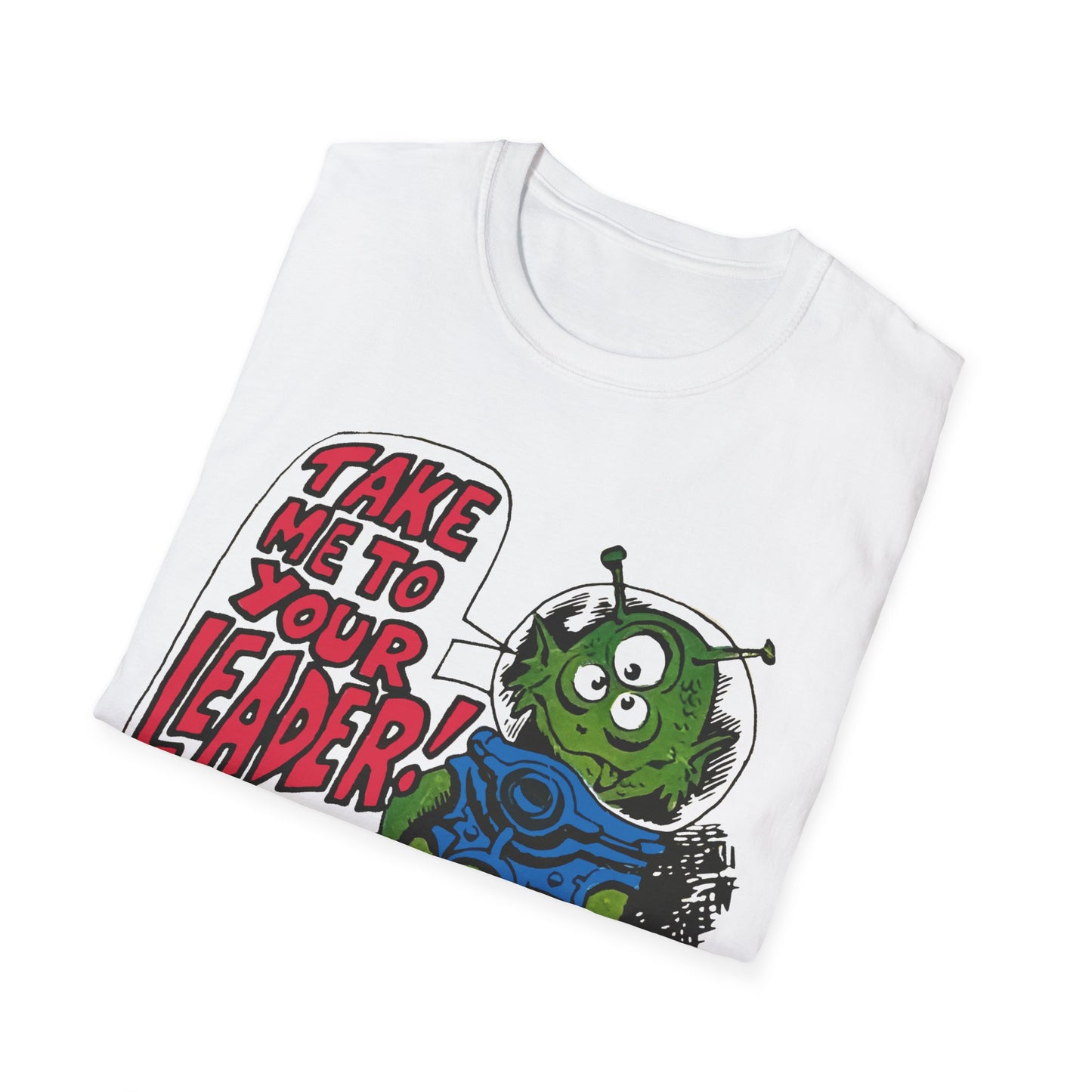 1970s "take me to your leader" alien cartoon character reproduction tshirt