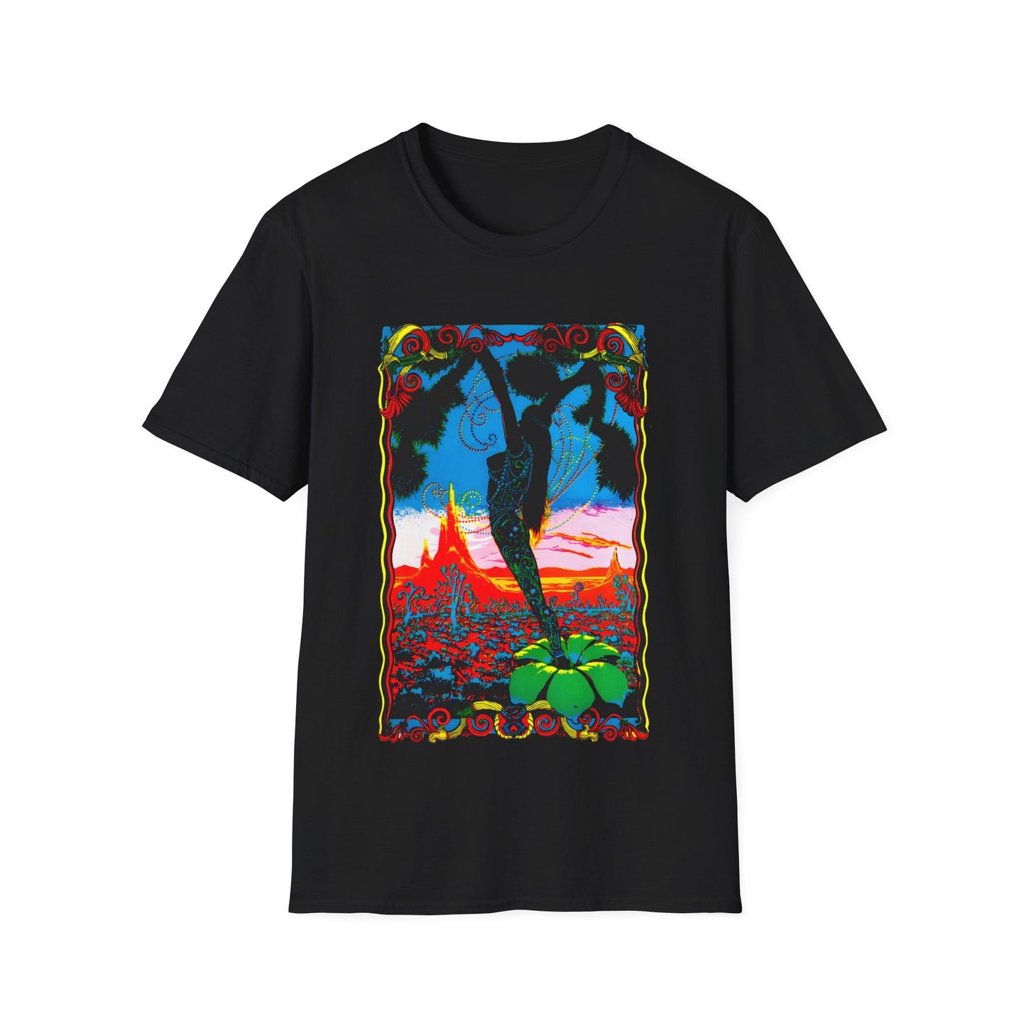1960's dessert blossom black light psychedelic poster tshirt