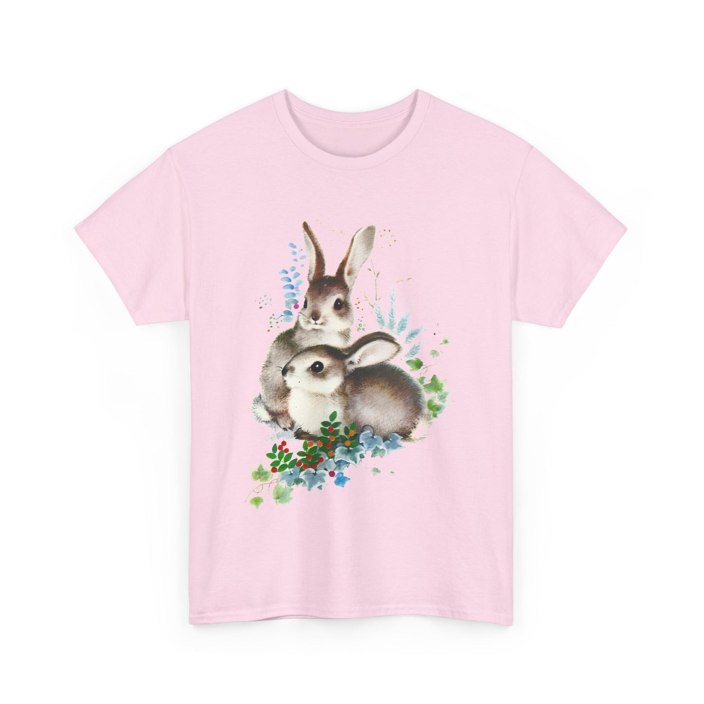 mid twentieth century two bunnies vintage graphic reproduction tshirt