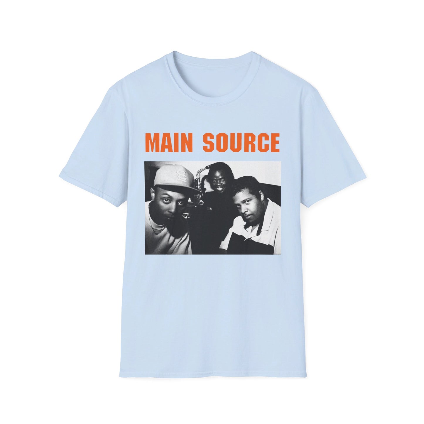 main source 90's hip hop legends photo on the couch tshirt