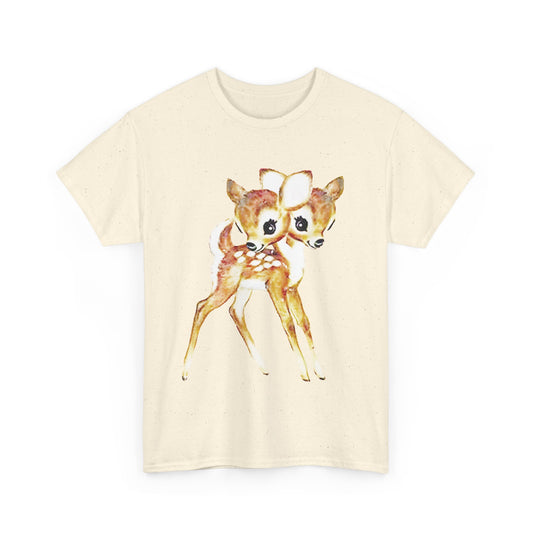 vintage cute baby deer double headed tshirt