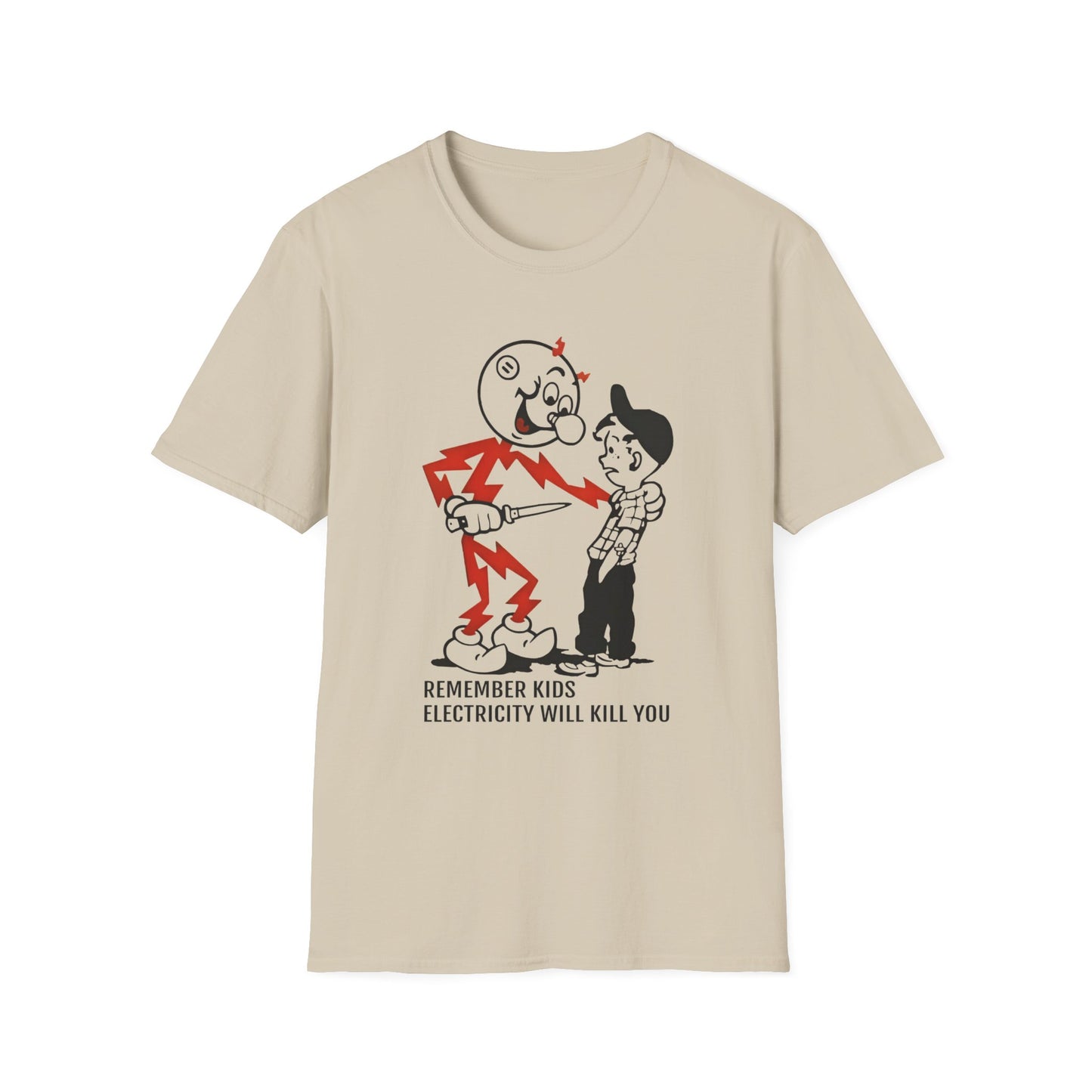 reddy kilowatt remember kids electricity will kill you vintage logo reproduction tshirt