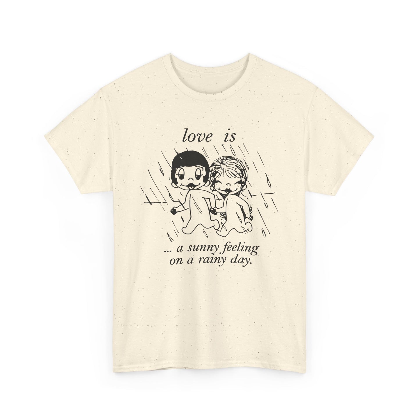 1970 graphic love is a sunny feeling on a rainy day tshirt