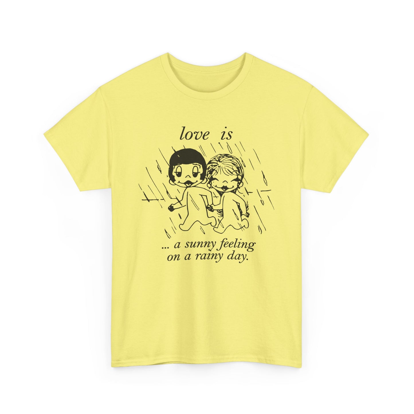 1970 graphic love is a sunny feeling on a rainy day tshirt