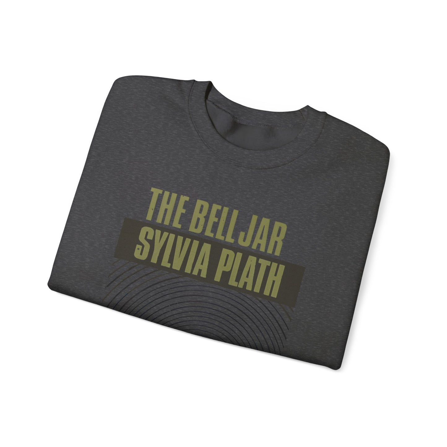 1963 book by sylvia plath "the bell jar" book cover on a unisex heavy blend crewneck sweatshirt