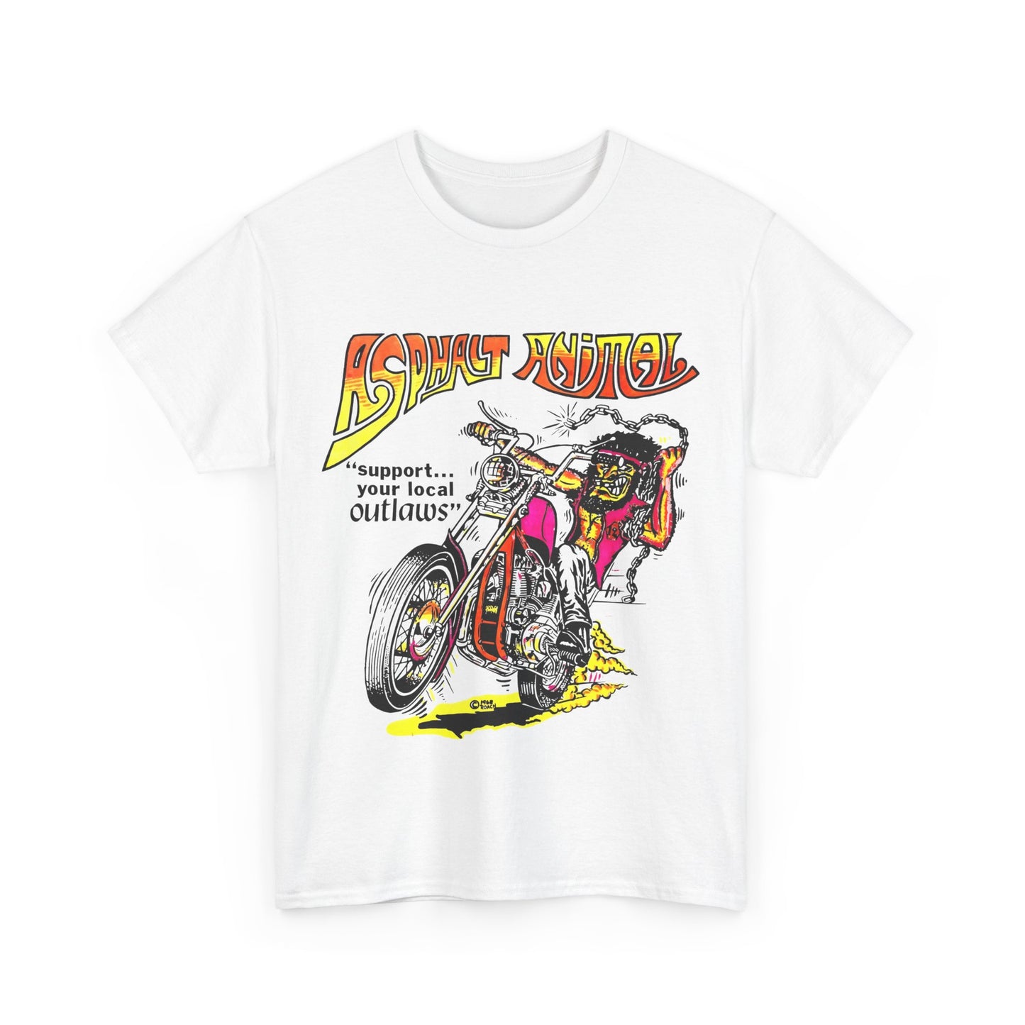 vintage 1967 asphalt animal support your local outlaws mototcycle graphic reproduction tshirt