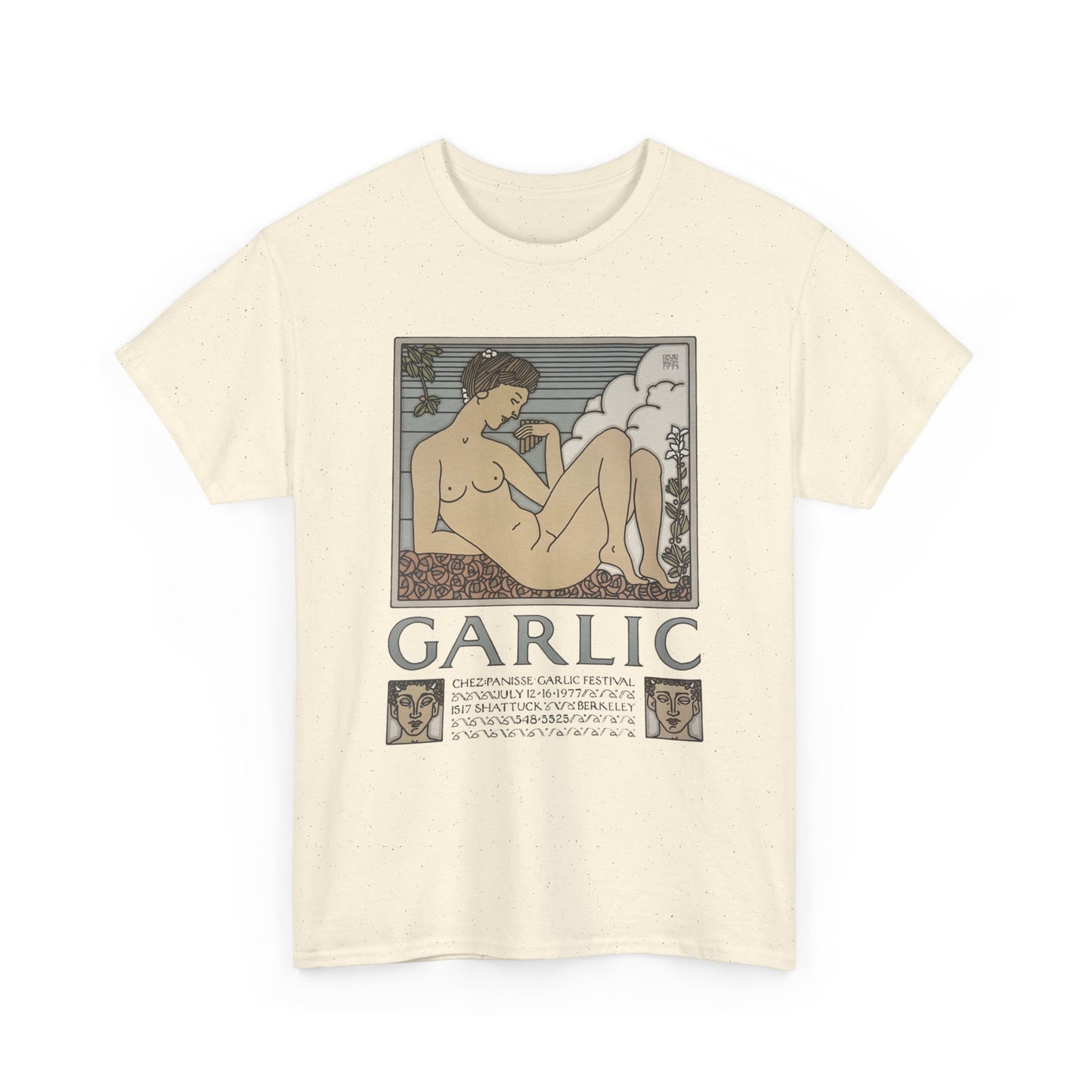 1970s chez panisse garlic festival david lance goines poster reproduction tshirt