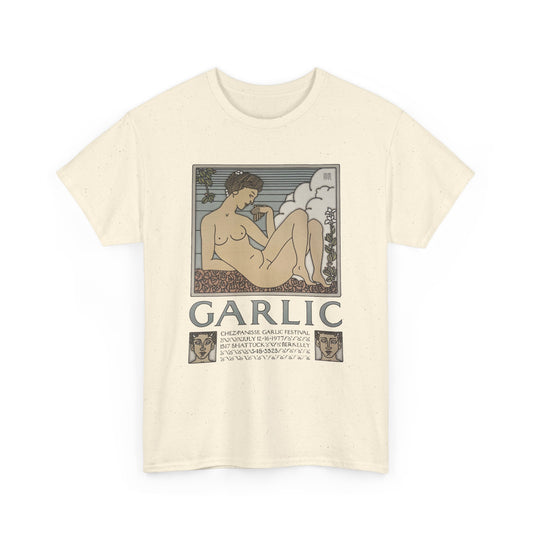 1970s chez panisse garlic festival david lance goines poster reproduction tshirt
