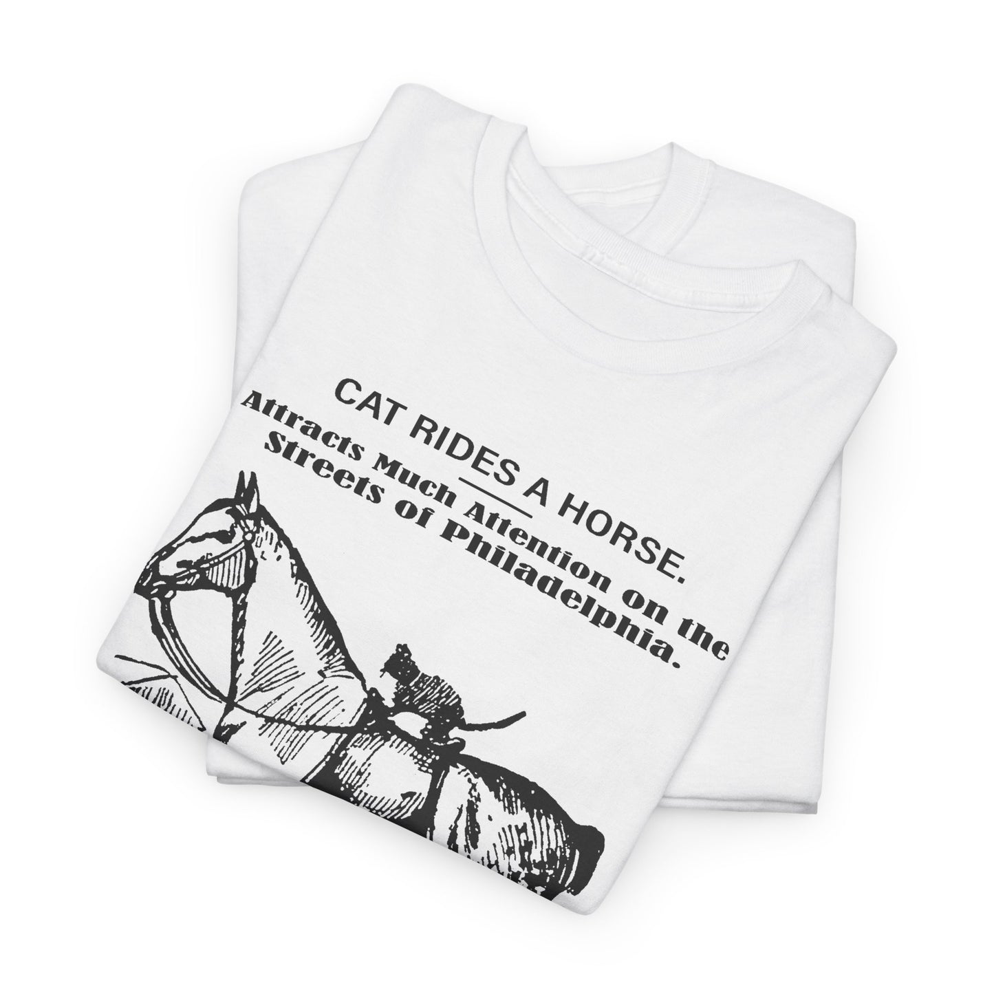 1898 cat named waffles rides horse news article drawing reproduction tshirt