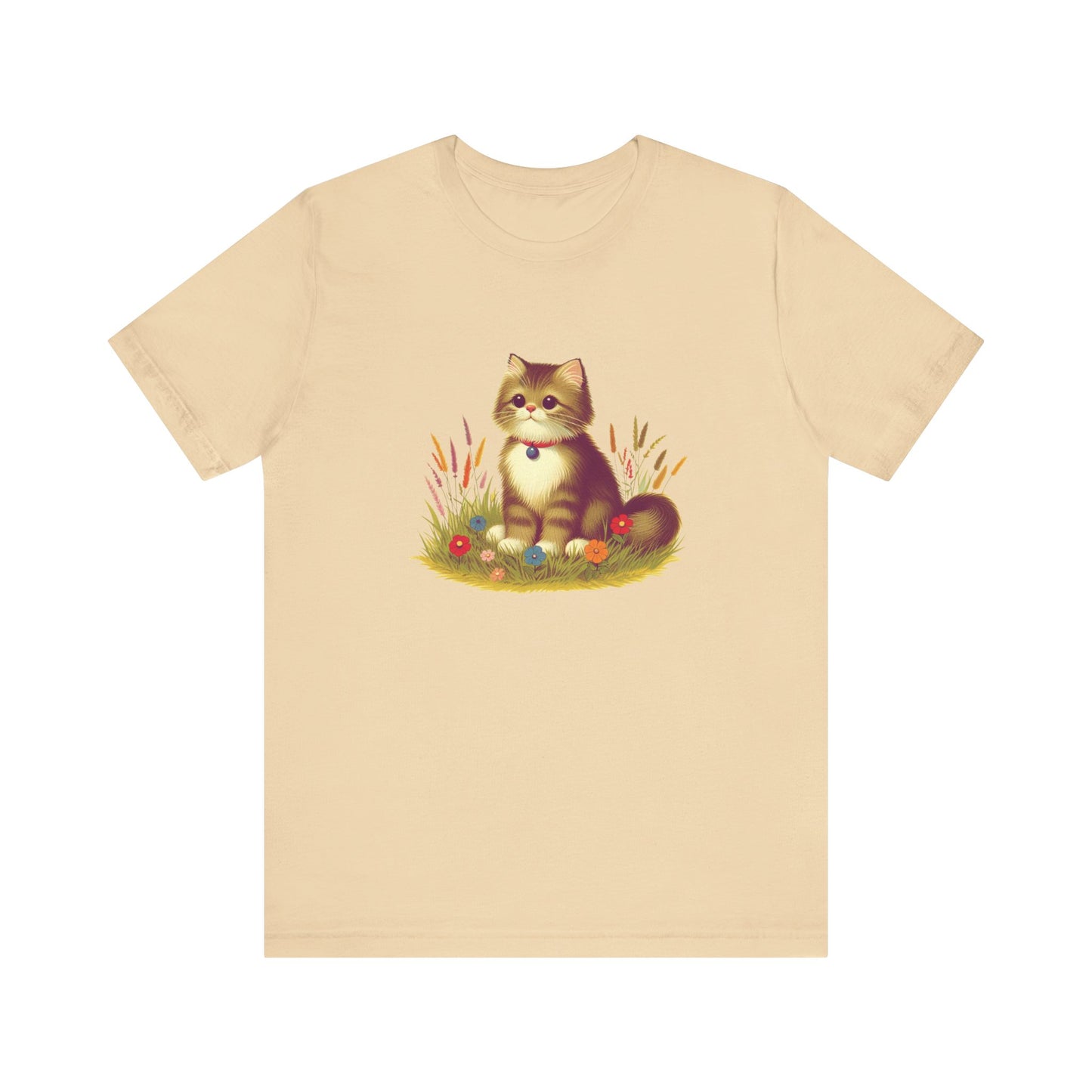 cute cat sitting in the grass tshirt