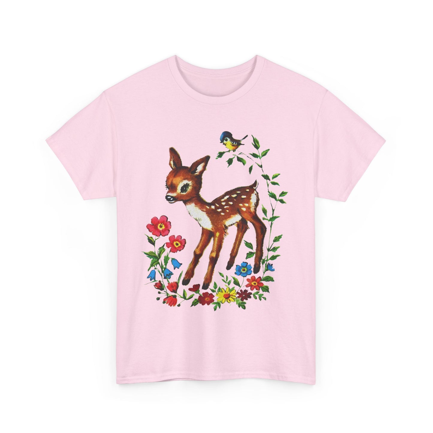 1960s cute baby deer postcard reproduction tshirt