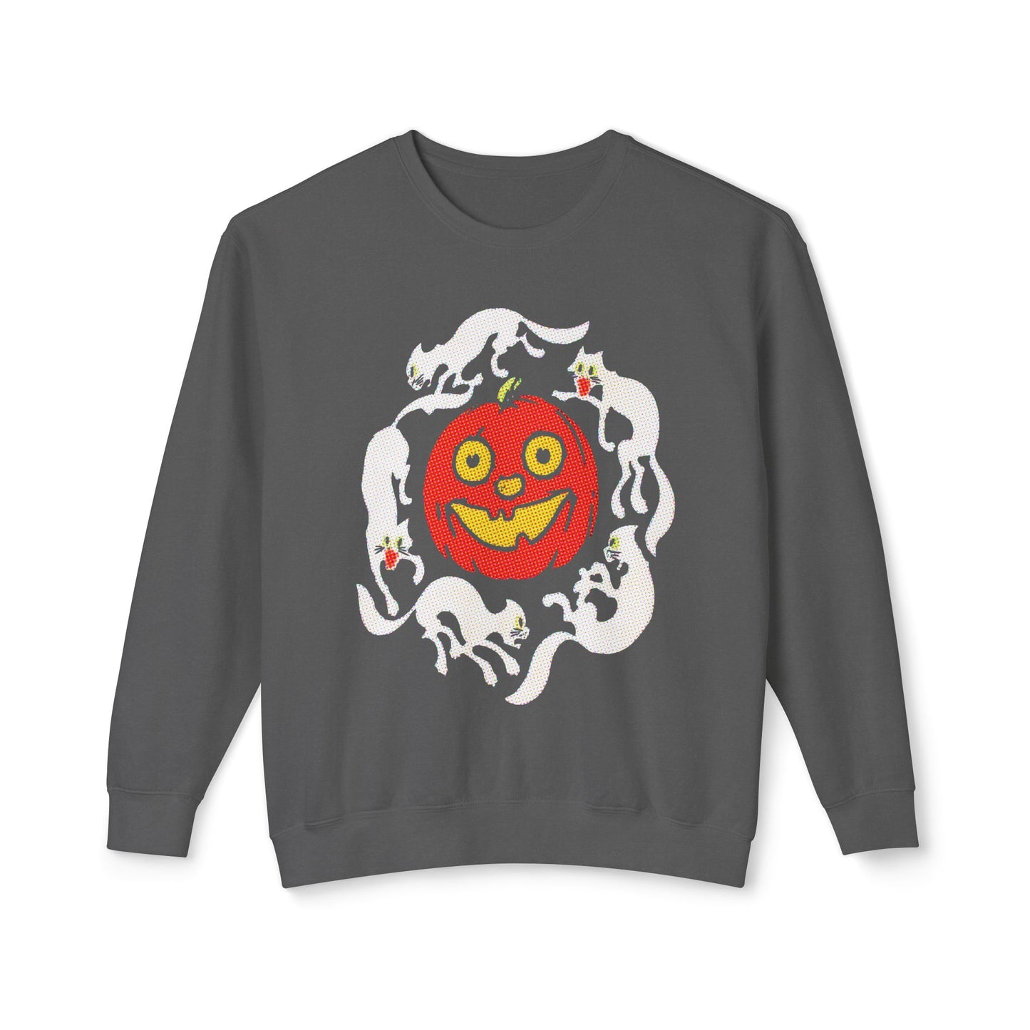 early 1900s halloween crepe paper jacko with cats custom edit 100% cotton sweatshirt