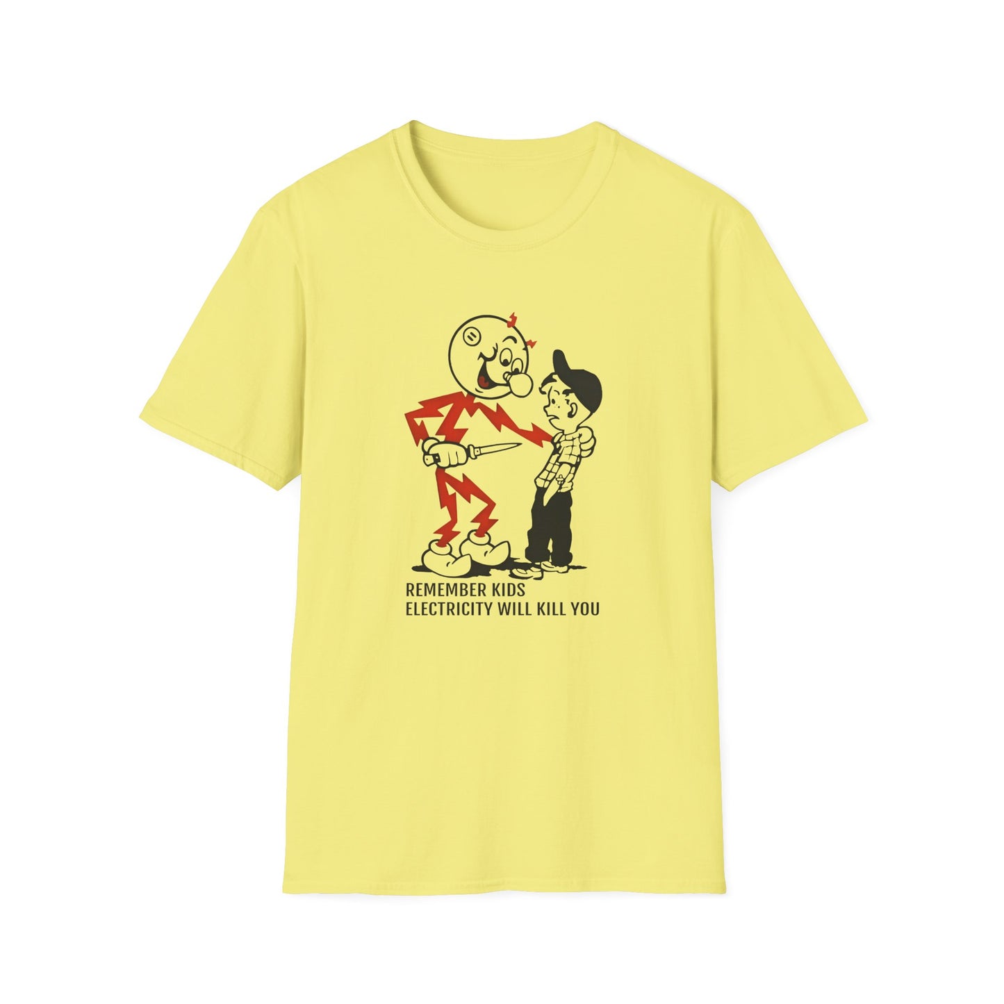 reddy kilowatt remember kids electricity will kill you vintage logo reproduction tshirt