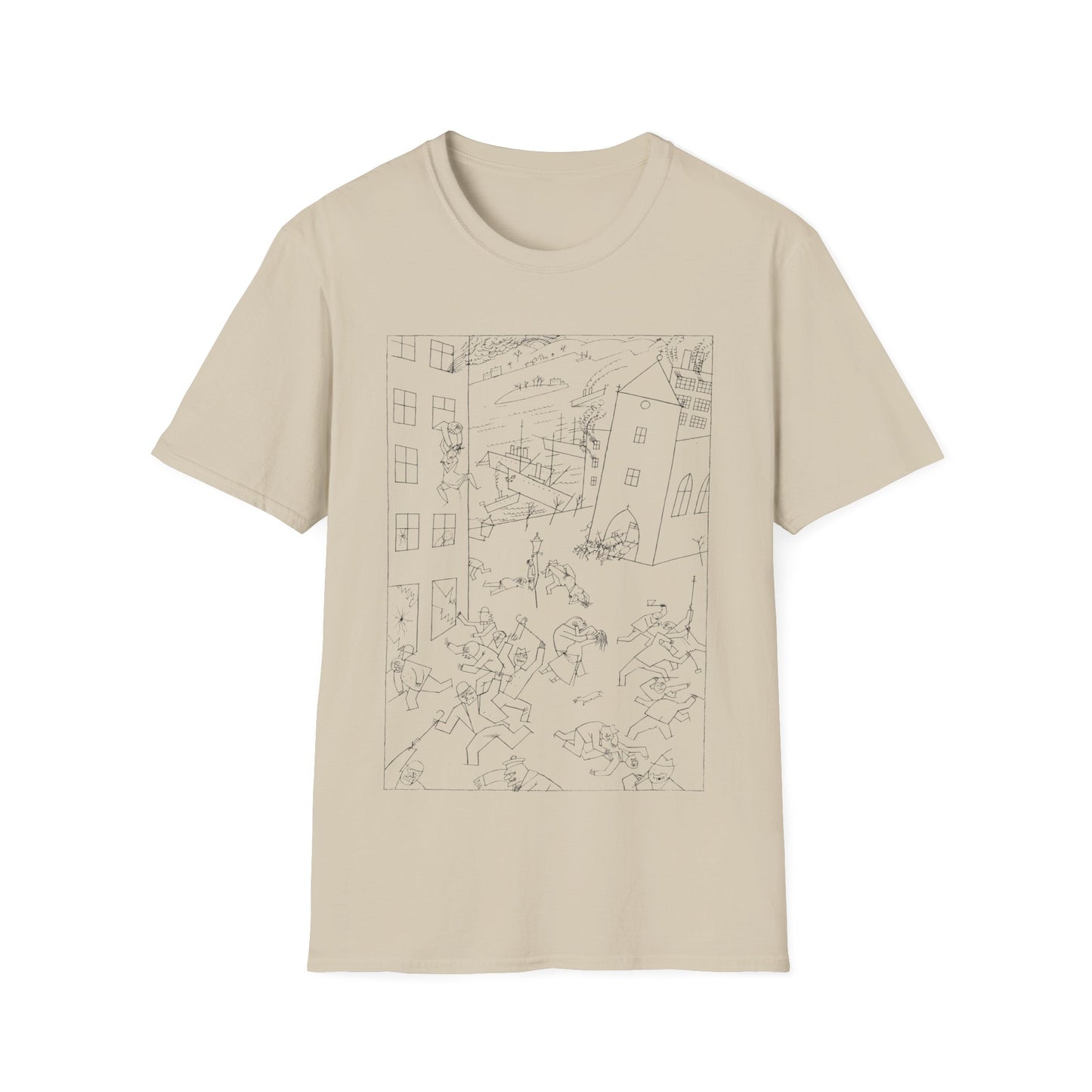 1915 drawing george groz riot of the insane, ships from the US tshirt