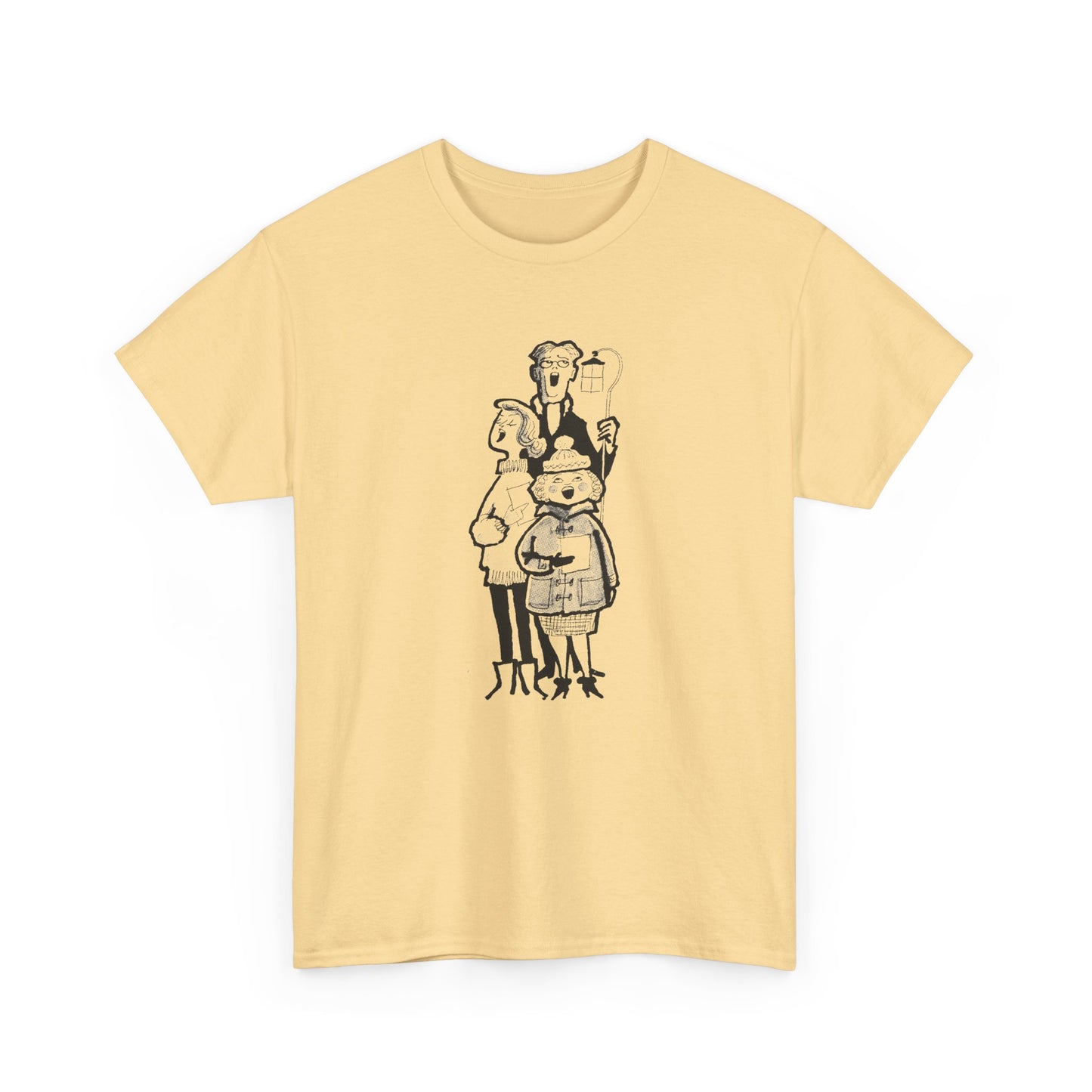 vintage 1960s caroling illustration reproduction tshirt