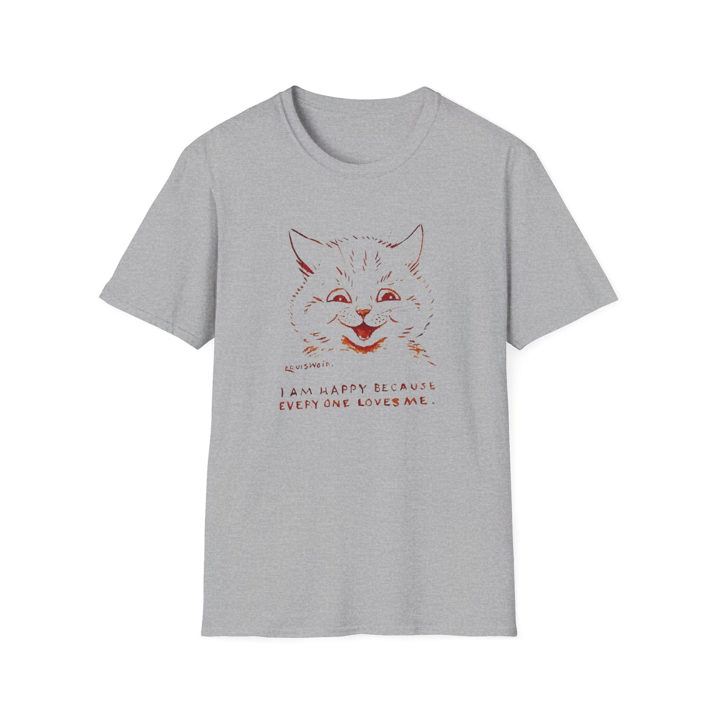 1924 louis wain cat painting i am happy because everyone loves me tshirt