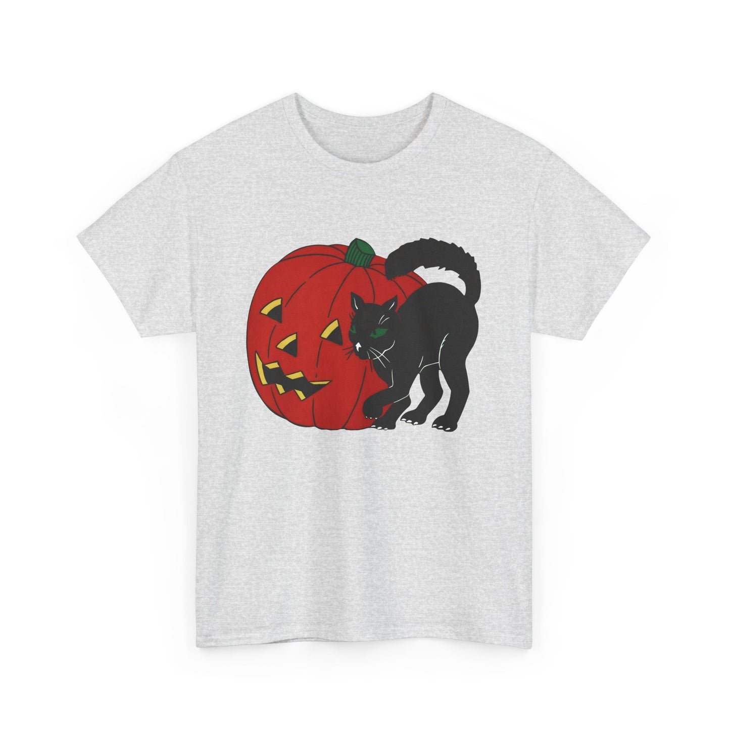 vintage 1960s halloween jack o lantern and black cat reproduction tshirt