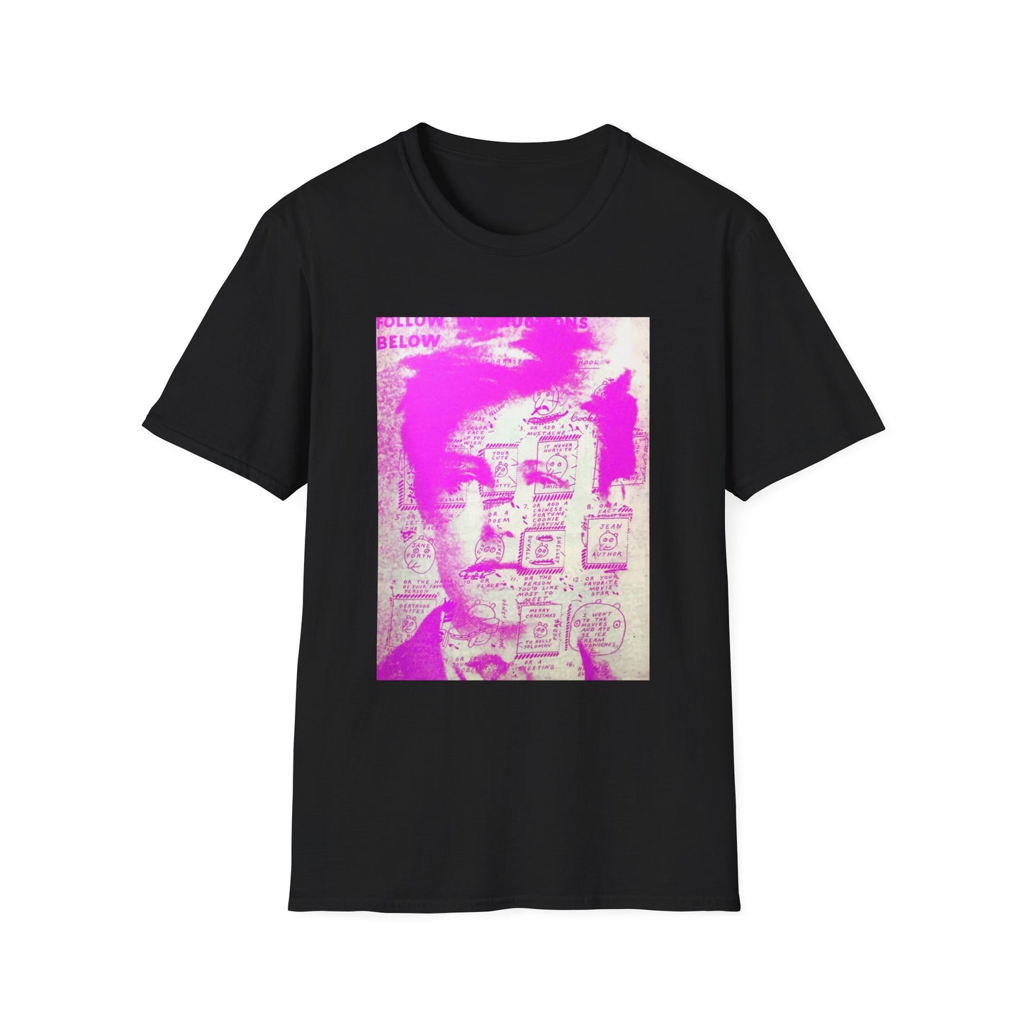 ray johnson arthur rimbaud art in pink tshirt