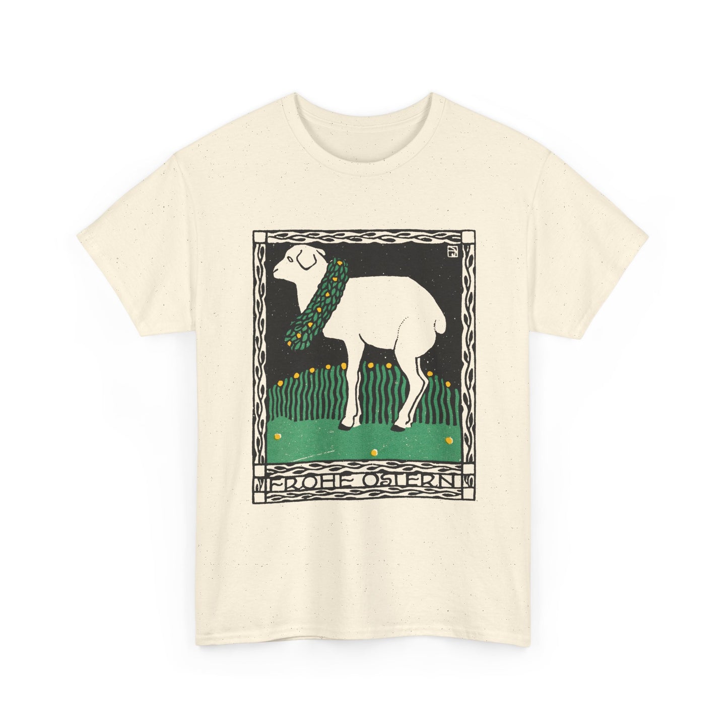1909 josef von diveky happy easter (frohe ostern) color lithograph lamb reproduction tshirt