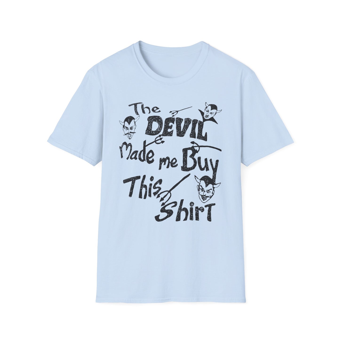 vintage the devil made me buy this shirt custom drawn reproduction tshirt