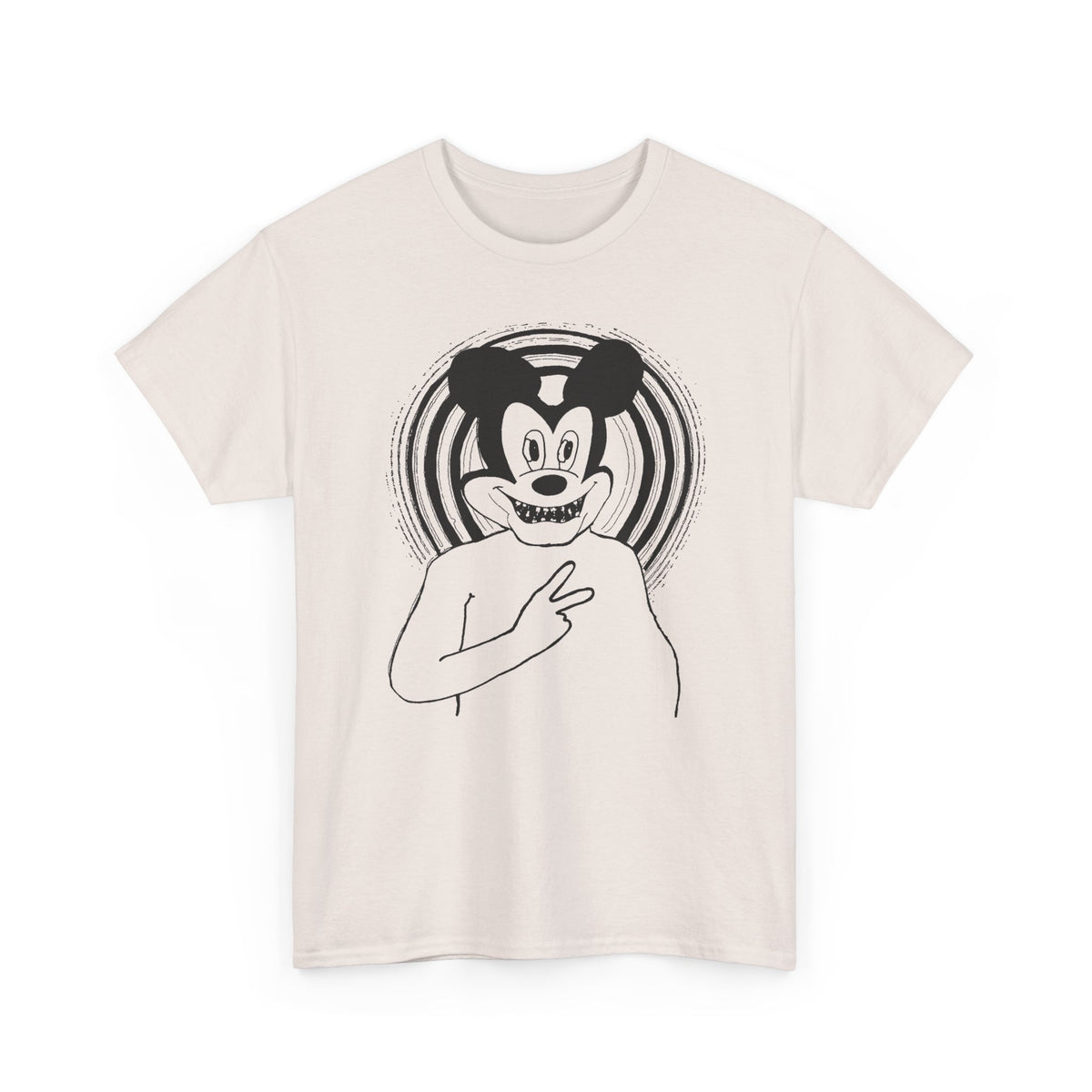 1960s british underground magazine peace sign mickey fan art edit with halo tshirt