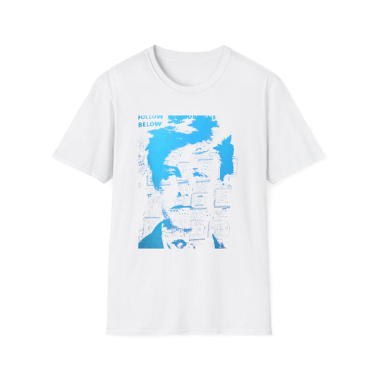 ray johnson arthur rimbaud art in light blue tshirt