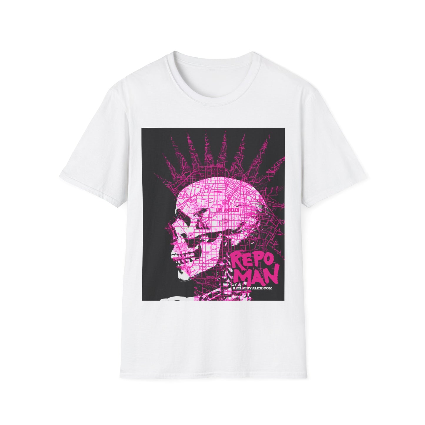 repo man skull punk in pink tshirt