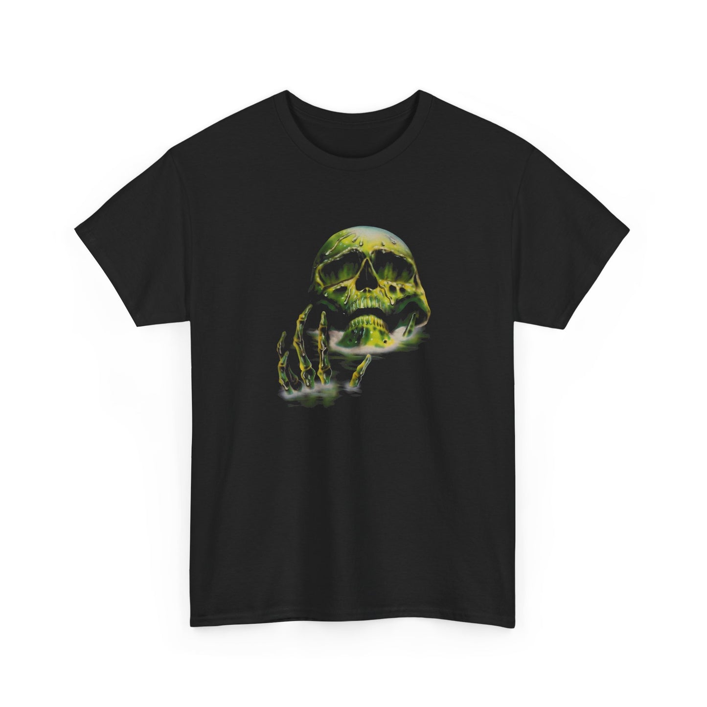 melting green skull vintage design tshirt