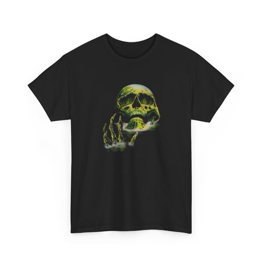 melting green skull vintage design tshirt