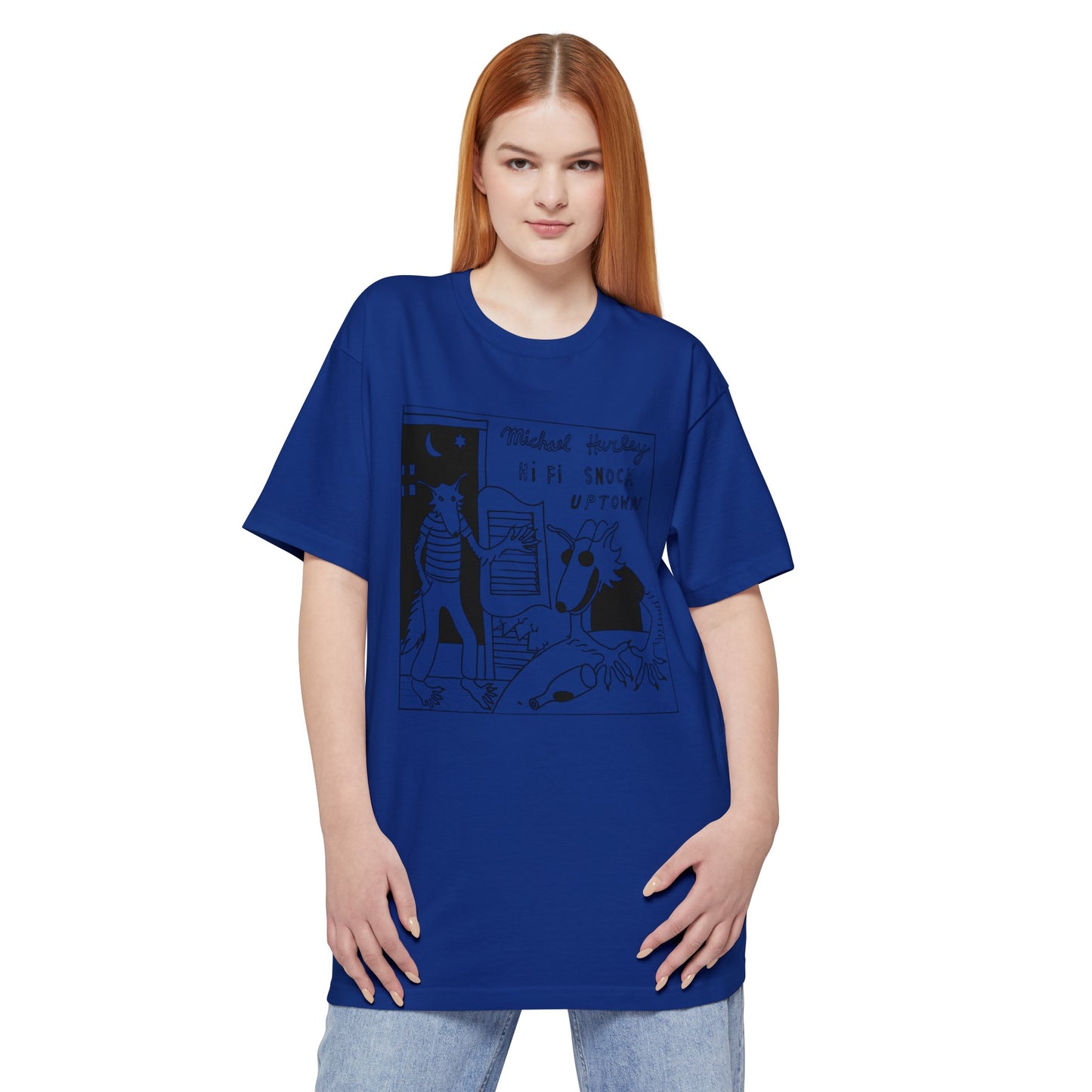 oversized michael hurley 1972 hi fi snock uptown album in stencil unisex tall beefy tshirt