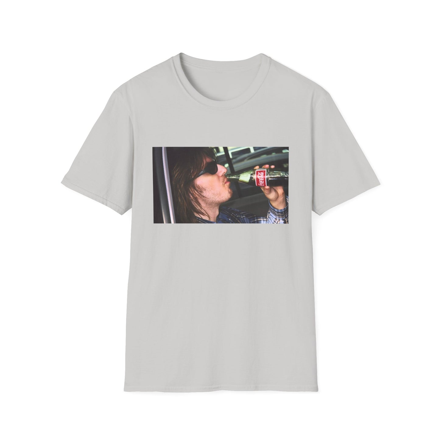 mitch hedberg drinking a soda photo tshirt, unisex softstyle