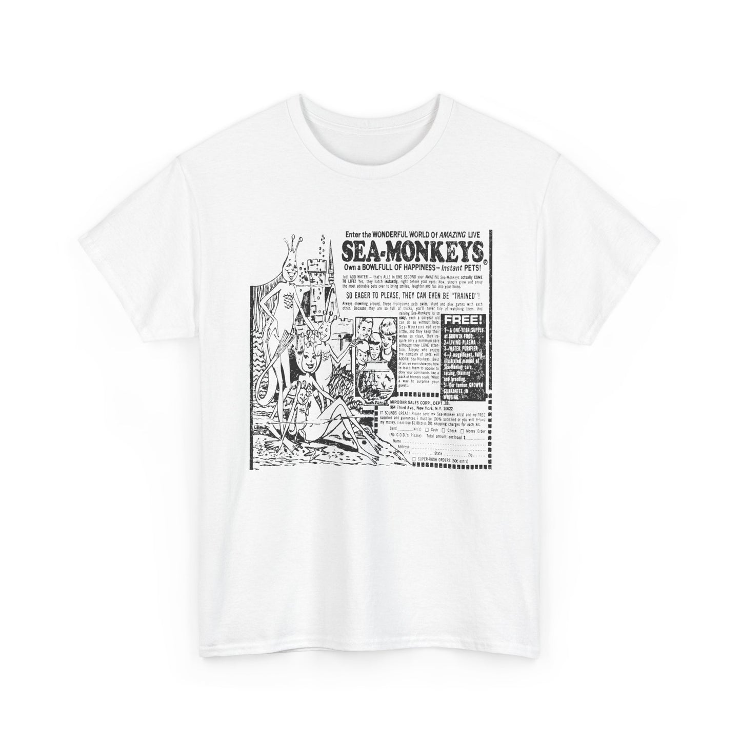 1973 sea monkeys insta pet advert black and white reproduction tshirt