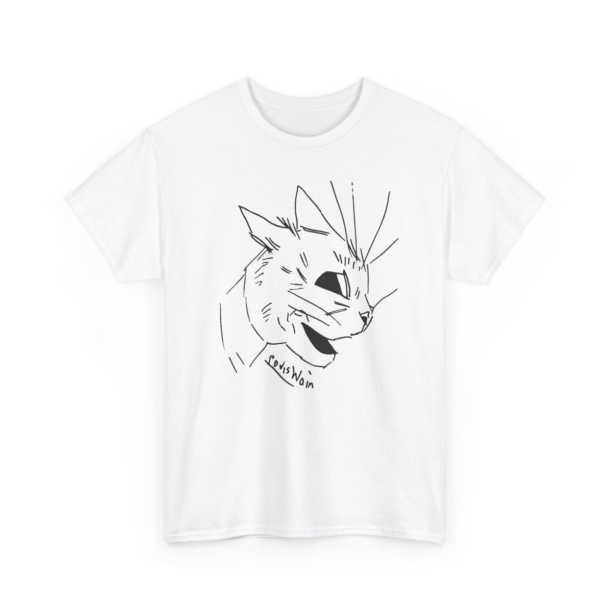 louis wain cubist style cat sketch tshirt