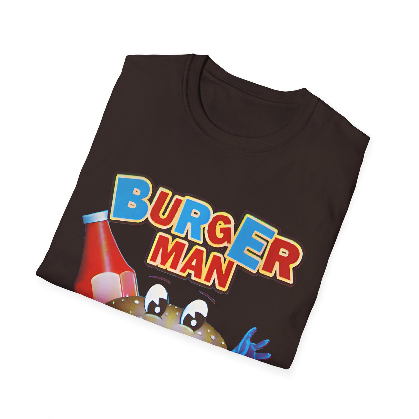 old video game burger man retro design reproduction tshirt